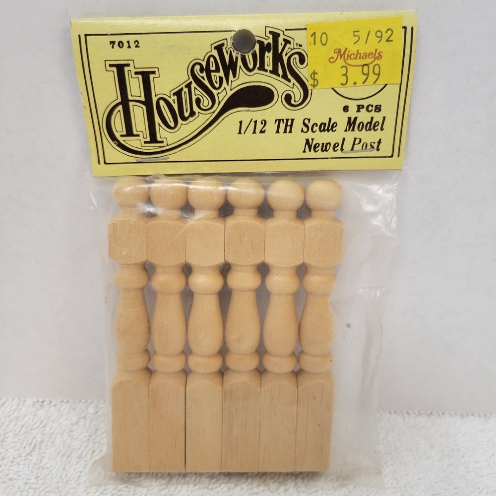 80s Doll House 1/12 unfinished wooden building supplies: 6 Newel Post